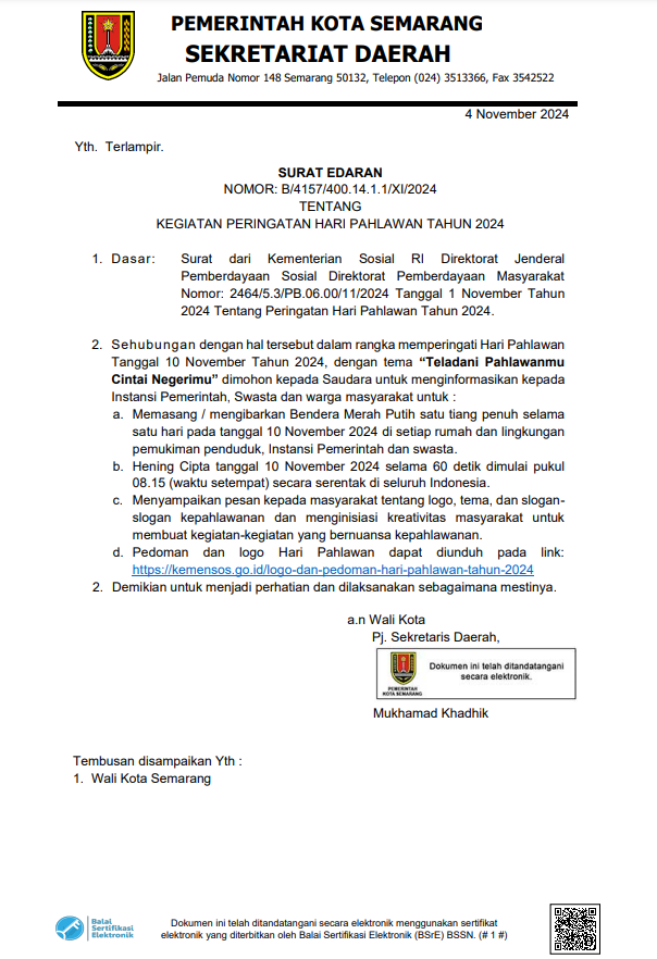 Kegiatan Peringatan Hari Pahlawan Tahun 2024